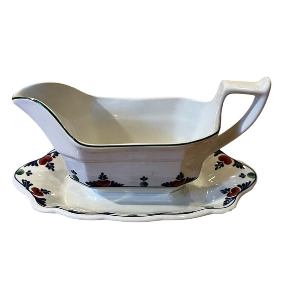 VTG ADAMS Veruschka Ironstone Gravy Boat w/attached underplate (England) - 9" - Picture 1 of 10